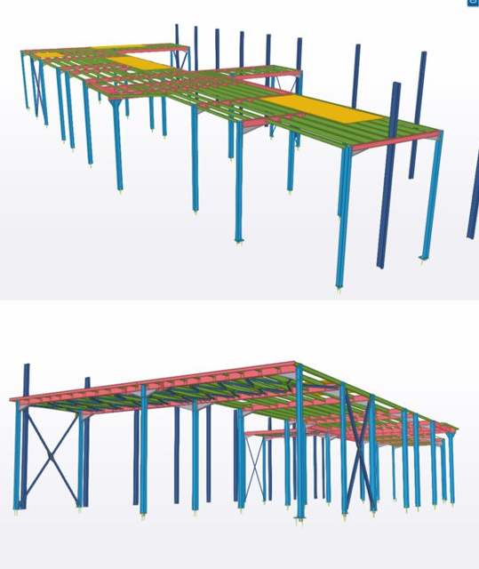 Maquette Tekla d'une charpente métallique